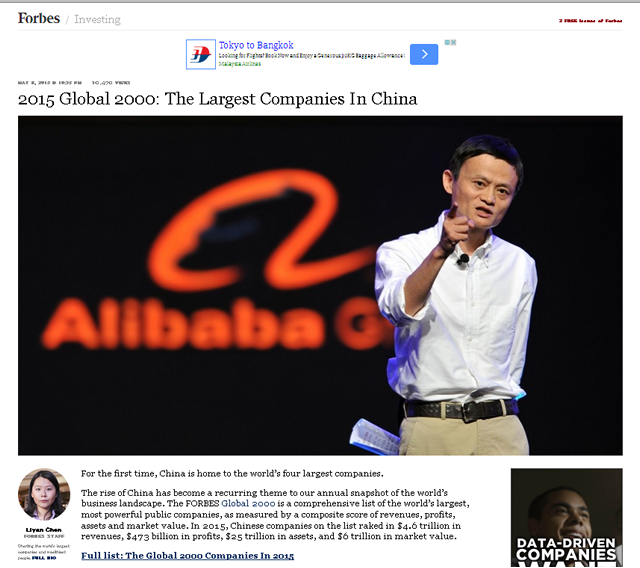 2015年版世界の有力企業2000社 by フォーブス