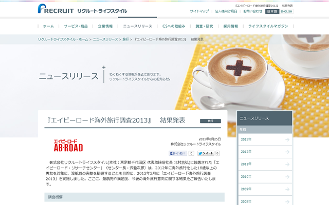 エイビーロード海外旅行調査2013