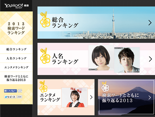 ヤフーの2013年検索キーワード・ランキング