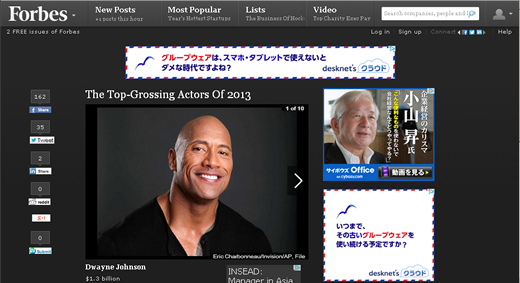 2013年ハリウッドで最も稼いだ俳優トップ10