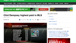 アメリカのプロサッカーリーグ「メジャーリーグサッカー」年俸ランキング -　ESPN